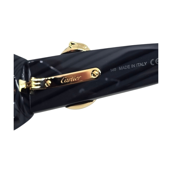 CARTIER.....Elegant CARTIER DARK STRIPED Sunglasses with Gold Accents - Picture 6 of 12
